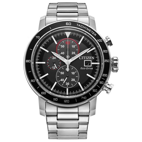 Citizen Men's Sport Casual Chronograph Eco-Drive Silver Watch 44 MM CA0858-57E - Picture 1 of 4